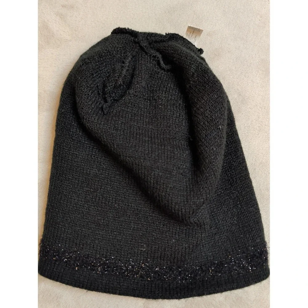 Vintage‎ Neon Beanie Hat & Gloves Set Black Stripe 90s Winter Kids